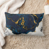 Seas of Emerald Gold blue yellow marble ランバークッション (ブランケット)