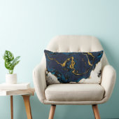 Seas of Emerald Gold blue yellow marble ランバークッション (椅子)