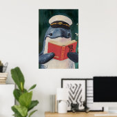 「Seas+the+Day」を読む遊び心のあるクジラのアートプリント ポスター (ホームオフィス)
