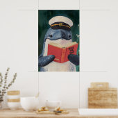「Seas+the+Day」を読む遊び心のあるクジラのアートプリント ポスター (キッチン)