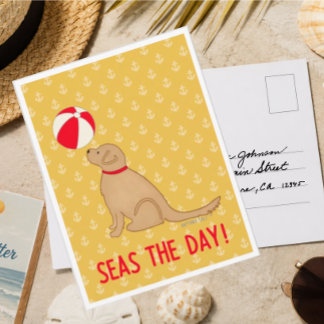 Seas the Day ゴールデンレトリバー イエロー ポストカード