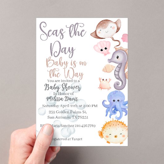 Seas the Day Baby Shower Invitation アクリル招待状 (インサイチュ (ポータブル))