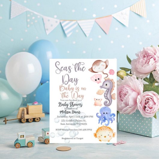 Seas the Day Baby Shower Invitation  招待状