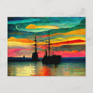 Seascape インスパイア by Kandinsky and Paul Klee ポストカード