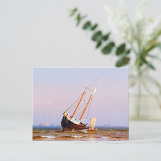 Seascape、Alfred Thompson Bricherが船を回る ポストカード (スタンド正面)