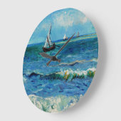 Seascape at Les Saintes-Maries Fine Art ラージ壁時計 (傾斜)