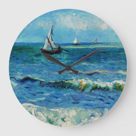 Seascape at Les Saintes-Maries Fine Art ラージ壁時計