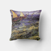 Seascape at Saintes Maries by Vincent van ゴッホ クッション (裏面)