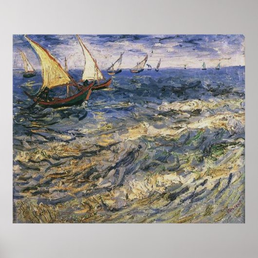 Seascape at Saintes-Maries by Vincent van ゴッホ ポスター (正面)
