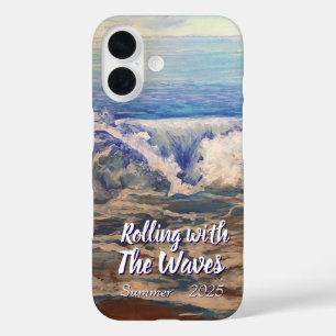 Seascape Blue Waves自然パーソナライズ iPhone 16ケース
