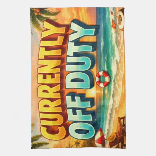 Seascape Coastal Currently Off Duty Artwork キッチンタオル (縦)