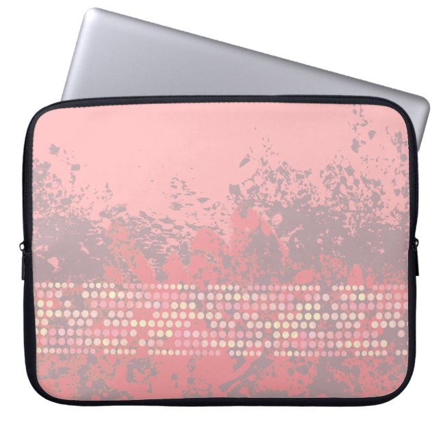 seascape coral pink surf dot laptop ラップトップスリーブ (正面)