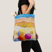 Seascape Love:水彩バケーション絵画ズ トートバッグ (クローズアップ)