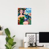 Seascape with Lady & a Peacock - Galina's art ポスター (ホームオフィス)