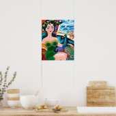 Seascape with Lady & a Peacock - Galina's art ポスター (キッチン)