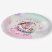 Seashellのベビーシャワーのベビーガール ペーパープレート (アングル)