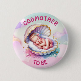 Seashellの赤ちゃん女の子シャワーGodmother to be 缶バッジ