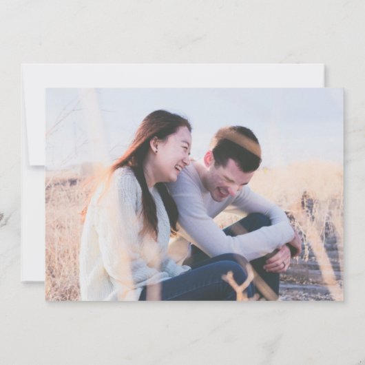 Seashellシンプルフォトビーチ結婚式日付の保存 セーブザデート (裏面)