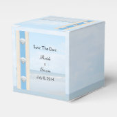 Seashellビーチ結婚式日付の保存 フェイバーボックス (正面サイド)