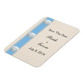 Seashellビーチ結婚式日付の保存 マグネット (左側)