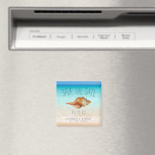 Seashellビーチ結婚式日付の保存 マグネット (インサイチュ (食洗機))