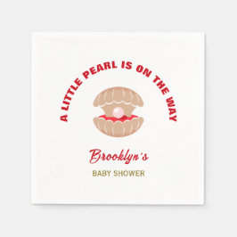 Seashell赤ちゃんシャワー小さな真珠が途中にある スタンダードカクテルナプキン