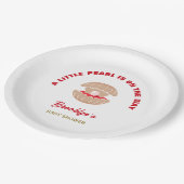 Seashell赤ちゃんシャワー小さな真珠が途中にある ペーパープレート (アングル)