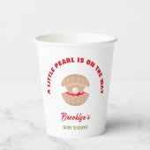 Seashell赤ちゃんシャワー小さな真珠が途中にある 紙コップ (裏面)