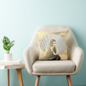 Seashell and Woman Playing Flute Throw Pillow クッション (椅子)