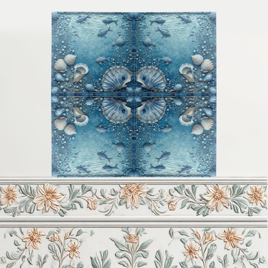 Seashell Aquatic Fish Underwater Bubble Backsplash タイル