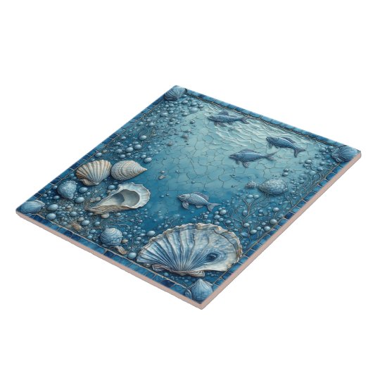 Seashell Aquatic Fish Underwater Bubble Backsplash タイル (側面)
