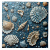 Seashell Aquatic Fish Underwater Mollusk Ocean Art タイル (正面)