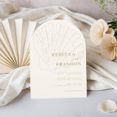 Seashell Beach Coastal Ivory & Gold Arch Wedding 招待状