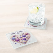 Seashell Beach Valentine Anniversary Names ガラスコースター (アングル)