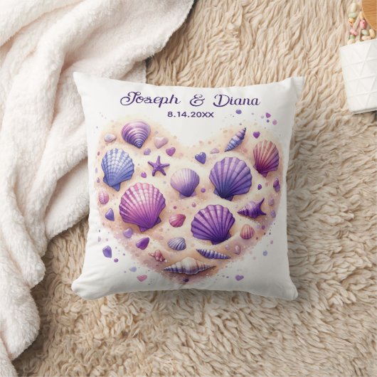 Seashell Beach Valentine Anniversary Names クッション (ブランケット)