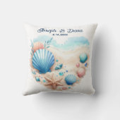 Seashell Beach Valentine Anniversary Names クッション (裏面)