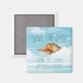 Seashell Beach Wedding Save the Date マグネット (正面/裏面)
