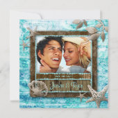 Seashell Blue Beach Wedding Invitation 招待状 (裏面)