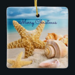 Seashell Christmas Ornament セラミックオーナメント<br><div class="desc">Seashells on a white sandy beach Christmas tree ornament.</div>