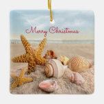 Seashell Christmas Ornament セラミックオーナメント<br><div class="desc">Seashells on a white sandy beach Christmas tree ornament.</div>
