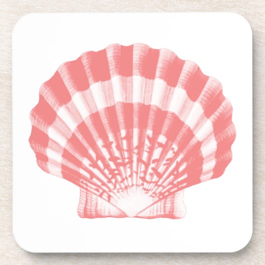 Seashell - coral pink and white コースター (正面)
