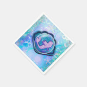 Seashell Fit for a Mermaidグリッター誕生日パーティー スタンダードカクテルナプキン (角)