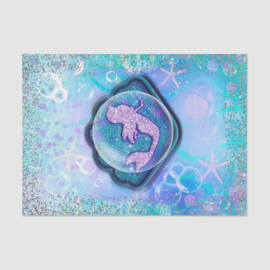 Seashell Fit for a Mermaidグリッター誕生日パーティー 薄葉紙 (正面)