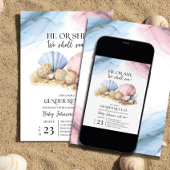Seashell Gender Reveal He or She We Shell Sea 招待状