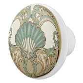 Seashell Green Cream & Gold Art Deco Nouveau Shell セラミックノブ (右)