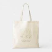 Seashell Ivory & Gold Beach Coastal Wedding Favor トートバッグ (裏面)