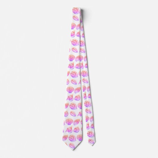 Seashell Ocean Nautical Pattern Neck Tie ネクタイ (正面)