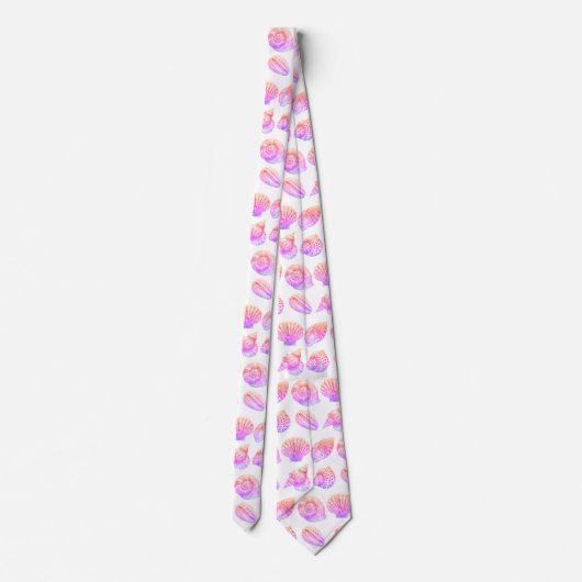 Seashell Ocean Nautical Pattern Neck Tie ネクタイ (裏面)