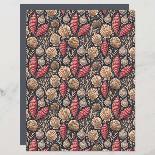 Seashell pattern double-sides scrapbook paper (正面/裏面)