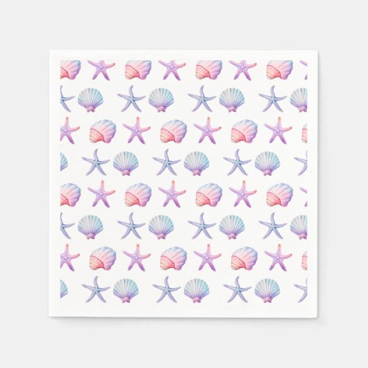 Seashell Pattern Party スタンダードカクテルナプキン (正面)